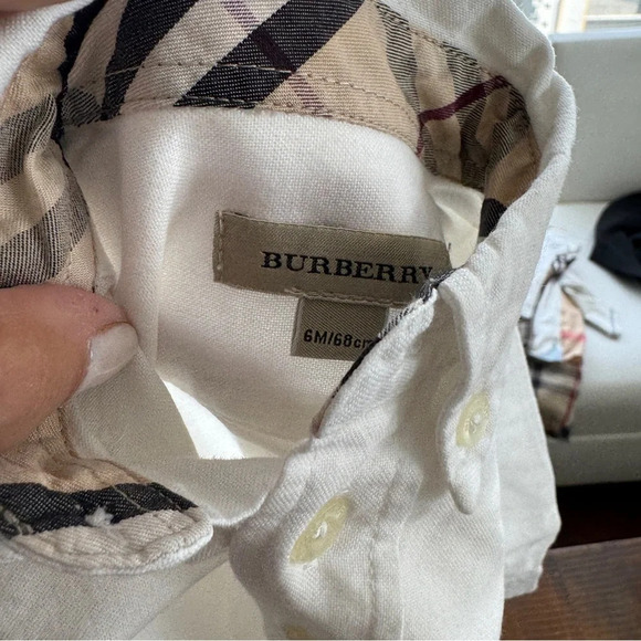 Set shorts elastic belt + top shirt button down 3/6 Burberry beige white - Picture 3 of 3